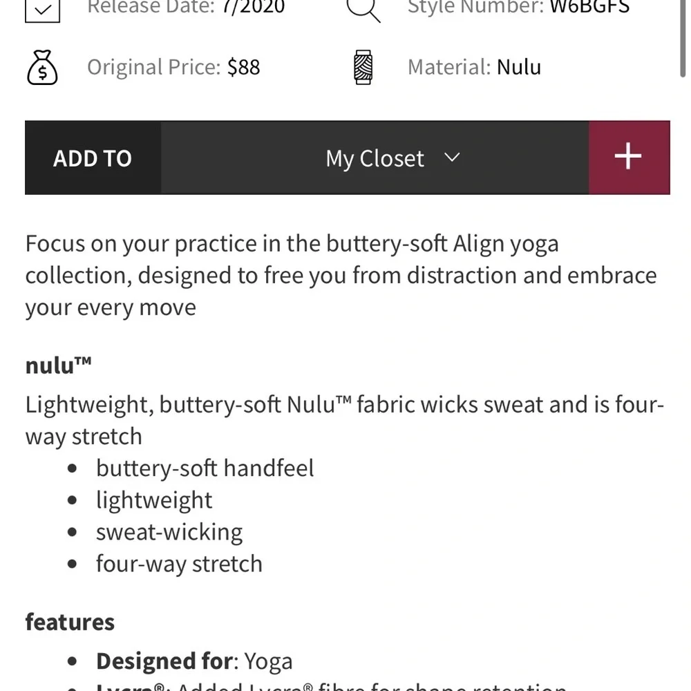 Lululemon Athletica Saddle Brown Align Crop Leggings